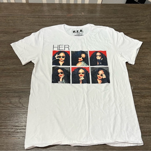 H.E.R. Multiple picture White Tshirt - Picture 1 of 5